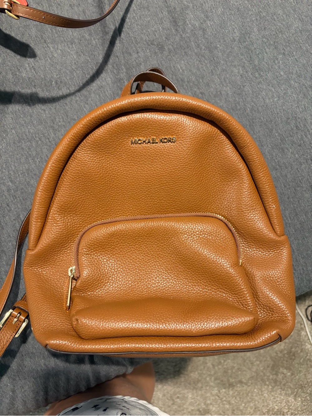 Michael Kors Cognac Pebbled Leather Mini Backpack